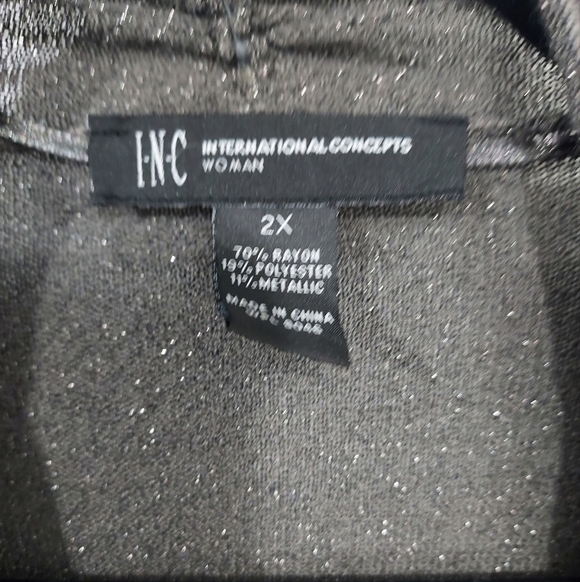 INC Woman Shimmery Gray Drape Open Front Cardigan in Size 2X - Picture 2 of 10